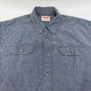 Wrangler Authentics Mens XL Blue Chambray Short Sleeve Button Down Shirt ZHESB2N